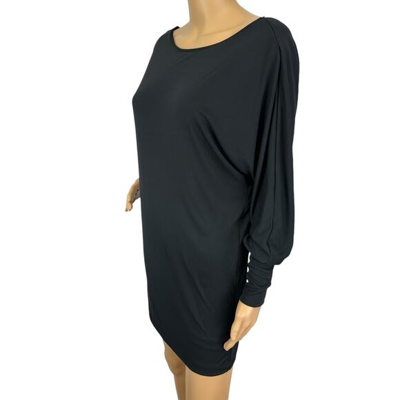 Zara Slouchy Long Sleeve Mini Dress Black Dolman Evening Open Back Size S - Picture 3 of 5